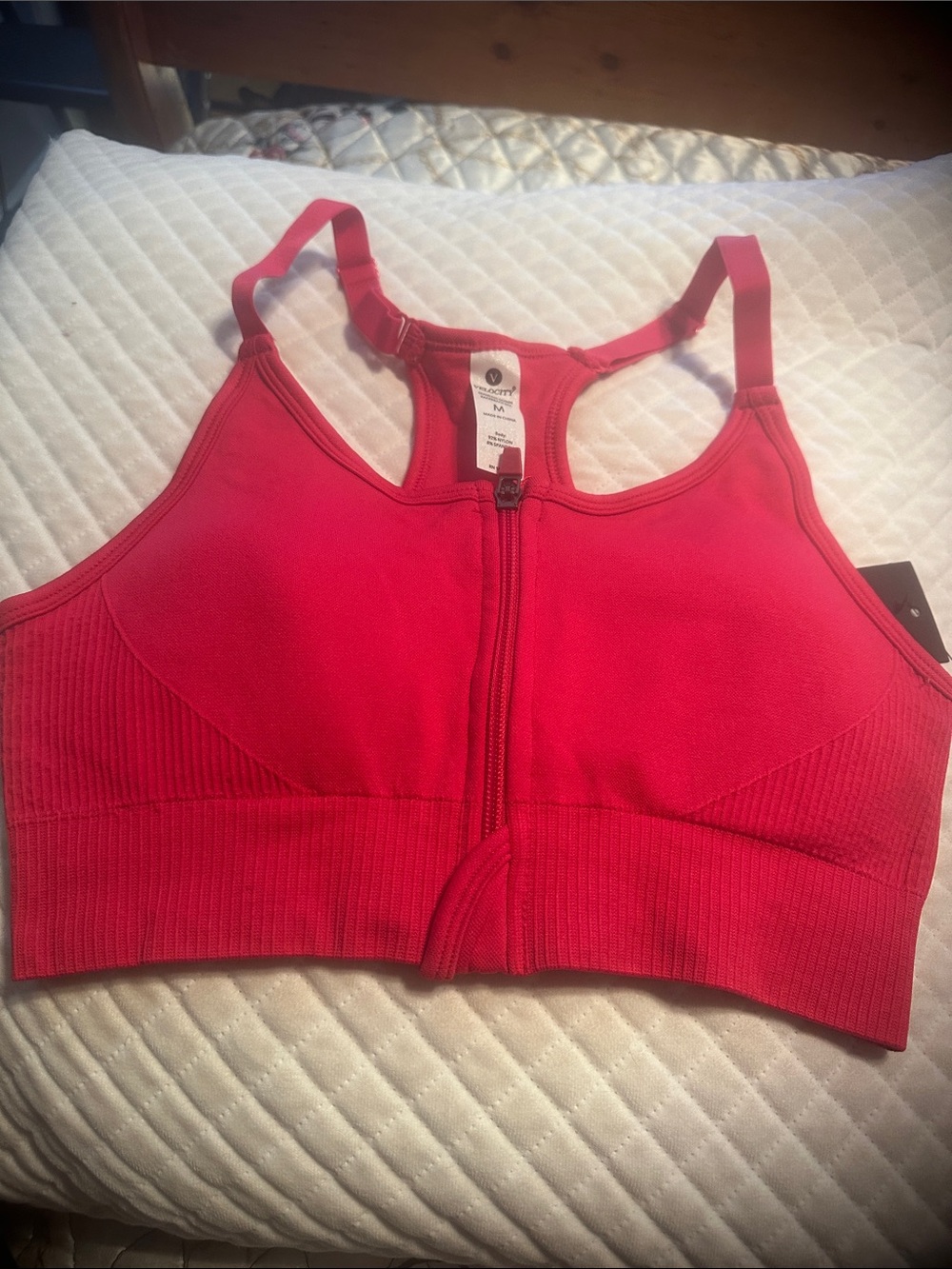 Velocity Front-Zip Sports Bra - Red